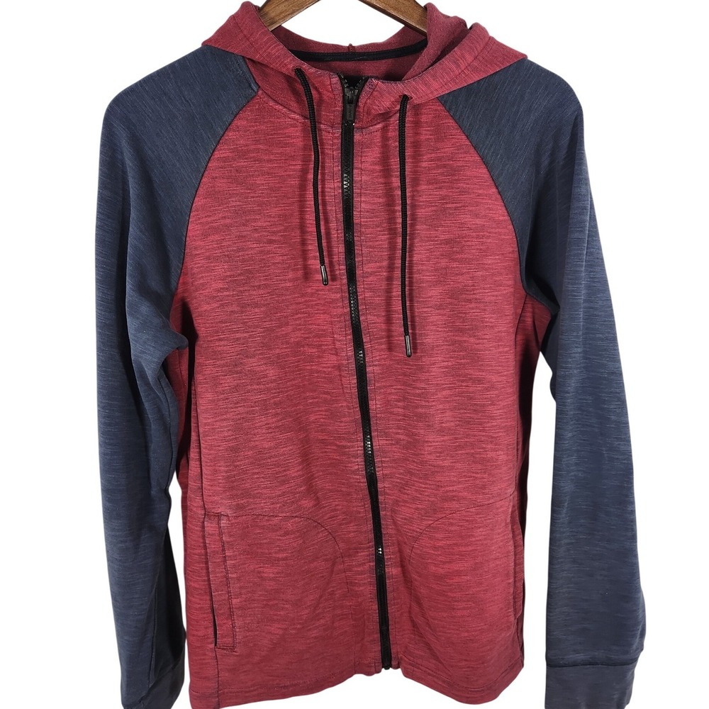 Tony Hawk Red Blue Full Zip Hoodie Sweatshirt Skateboarding Mens Size Medium